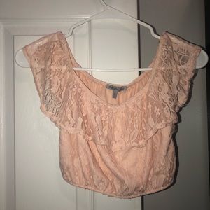 Off the shoulder Charlotte Russe peach crop top